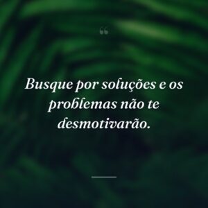 Busque por soluções e os problemas não te desmotivarão.