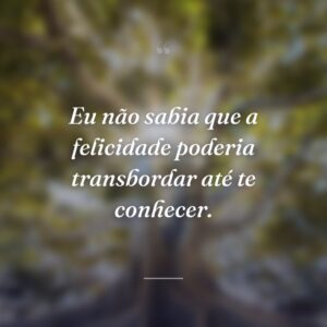 Eu não sabia que a felicidade poderia transbordar até te conhecer.