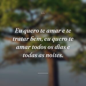 Eu quero te amar e te tratar bem, eu quero te amar todos os dias e todas as noites.