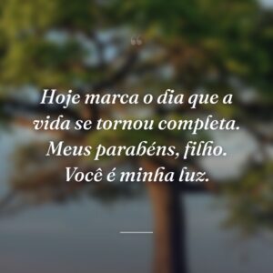 Hoje marca o dia que a vida se tornou completa. Meus parabéns, filho. Você é minha luz.