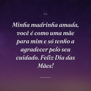 Minha madrinha amada, você é como uma mãe para mim e só tenho a agradecer pelo seu cuidado. Feliz Dia das Mães!