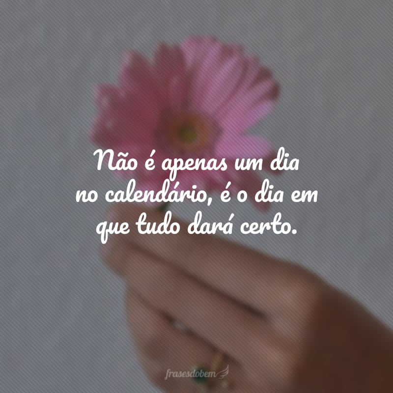 Não é apenas um dia no calendário, é o dia em que tudo dará certo.