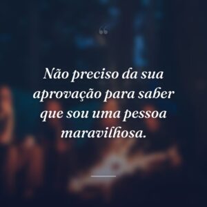 Não preciso da sua aprovação para saber que sou uma pessoa maravilhosa.