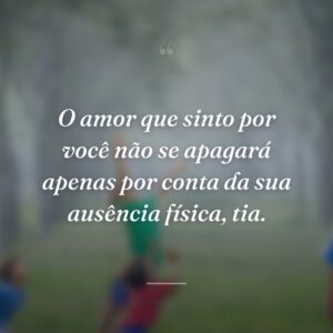 O amor que sinto por você não se apagará apenas por conta da sua ausência física, tia.
