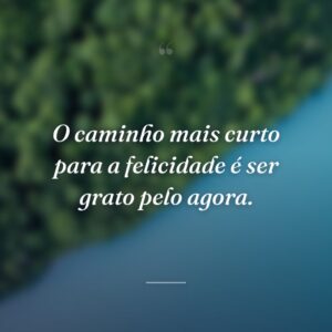 O caminho mais curto para a felicidade é ser grato pelo agora.