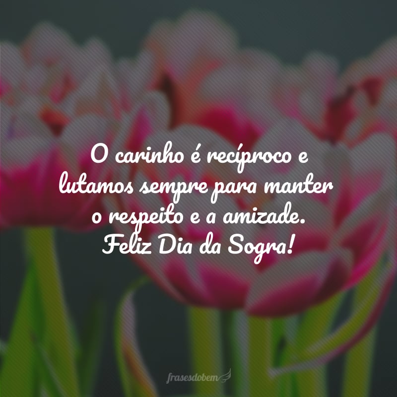 O carinho é recíproco e lutamos sempre para manter o respeito e a amizade. Feliz Dia da Sogra!