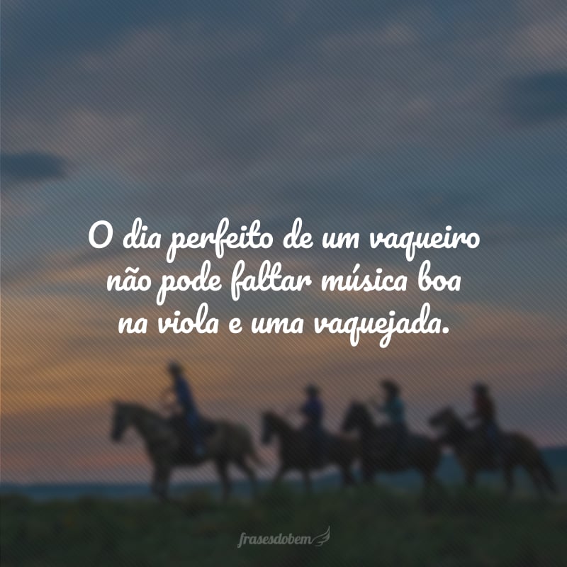 O dia perfeito de um vaqueiro não pode faltar música boa na viola e uma vaquejada.