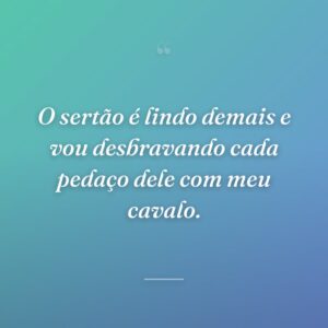 O sertão é lindo demais e vou desbravando cada pedaço dele com meu cavalo.