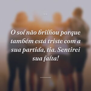 O sol não brilhou porque também está triste com a sua partida, tia. Sentirei sua falta!
