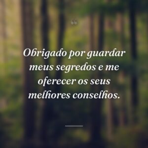 Obrigado por guardar meus segredos e me oferecer os seus melhores conselhos.