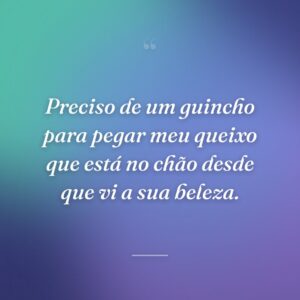 Preciso de um guincho para pegar meu queixo que está no chão desde que vi a sua beleza.