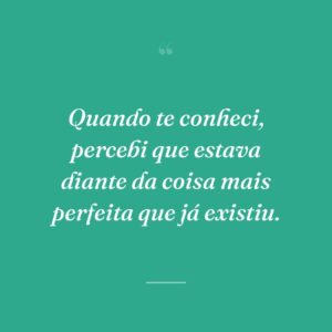 Quando te conheci, percebi que estava diante da coisa mais perfeita que já existiu.