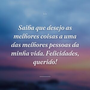 Saiba que desejo as melhores coisas a uma das melhores pessoas da minha vida. Felicidades, querido!