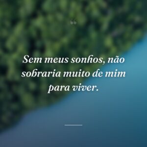 Sem meus sonhos, não sobraria muito de mim para viver.