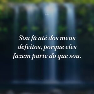 Sou fã até dos meus defeitos, porque eles fazem parte do que sou.