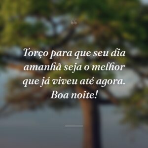 Torço para que seu dia amanhã seja o melhor que já viveu até agora. Boa noite!