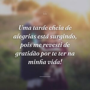 Uma tarde cheia de alegrias está surgindo, pois me revesti de gratidão por te ter na minha vida!