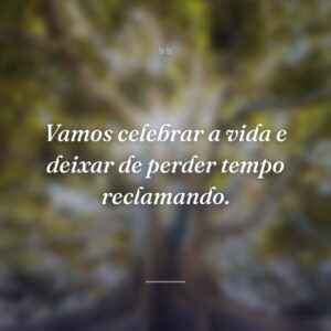 Vamos celebrar a vida e deixar de perder tempo reclamando.