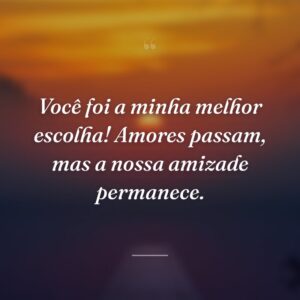 Você foi a minha melhor escolha! Amores passam, mas a nossa amizade permanece.