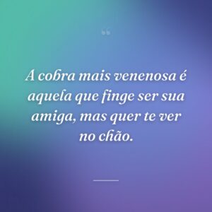 A cobra mais venenosa é aquela que finge ser sua amiga, mas quer te ver no chão.