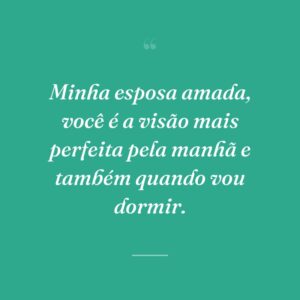 Minha esposa amada, você é a visão mais perfeita pela manhã e também quando vou dormir.