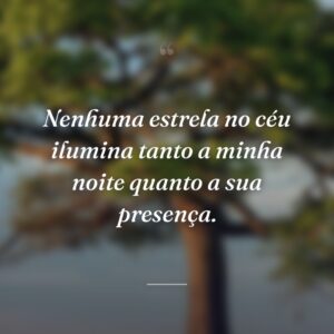 Nenhuma estrela no céu ilumina tanto a minha noite quanto a sua presença.