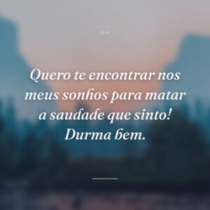 Quero te encontrar nos meus sonhos para matar a saudade que sinto! Durma bem.