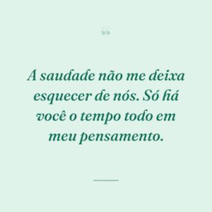 A saudade não me deixa esquecer de nós. Só há você o tempo todo em meu pensamento.
