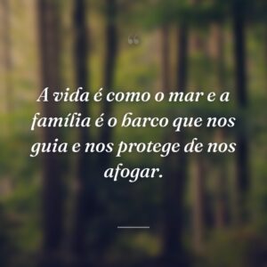 A vida é como o mar e a família é o barco que nos guia e nos protege de nos afogar.