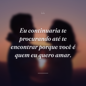 Eu continuaria te procurando até te encontrar porque você é quem eu quero amar.
