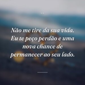 Não me tire da sua vida. Eu te peço perdão e uma nova chance de permanecer ao seu lado.