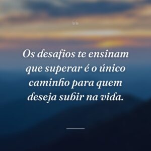 Os desafios te ensinam que superar é o único caminho para quem deseja subir na vida.