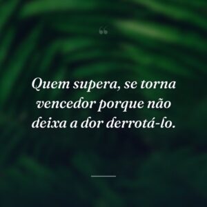 Quem supera, se torna vencedor porque não deixa a dor derrotá-lo.