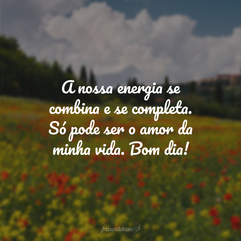 A nossa energia se combina e se completa. Só pode ser o amor da minha vida. Bom dia!