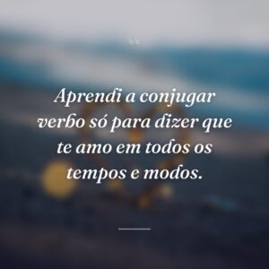 Aprendi a conjugar verbo só para dizer que te amo em todos os tempos e modos.