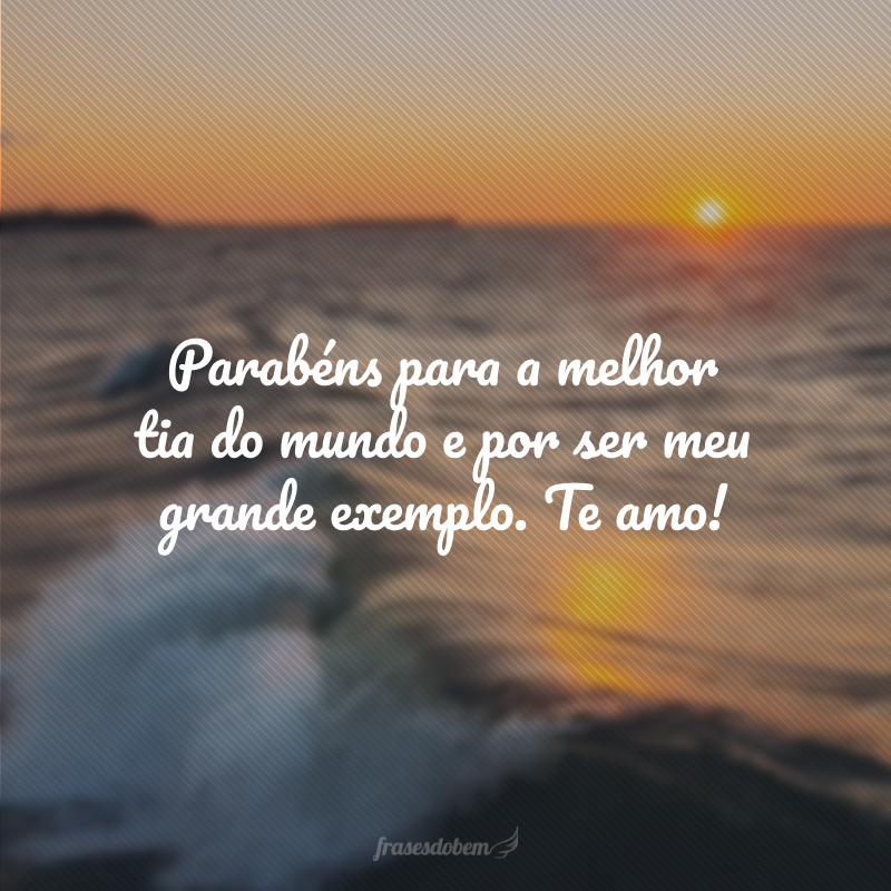 Parabéns para a melhor tia do mundo e por ser meu grande exemplo. Te amo!