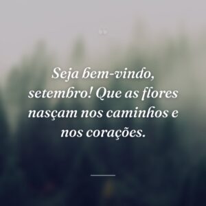 Seja bem-vindo, setembro! Que as flores nasçam nos caminhos e nos corações.