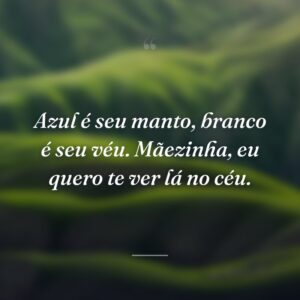 Azul é seu manto, branco é seu véu. Mãezinha, eu quero te ver lá no céu.