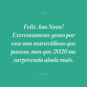 Feliz Ano Novo! Extremamente grato por esse ano maravilhoso que passou, mas que 2026 me surpreenda ainda mais.