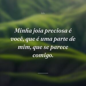 Minha joia preciosa é você, que é uma parte de mim, que se parece comigo.