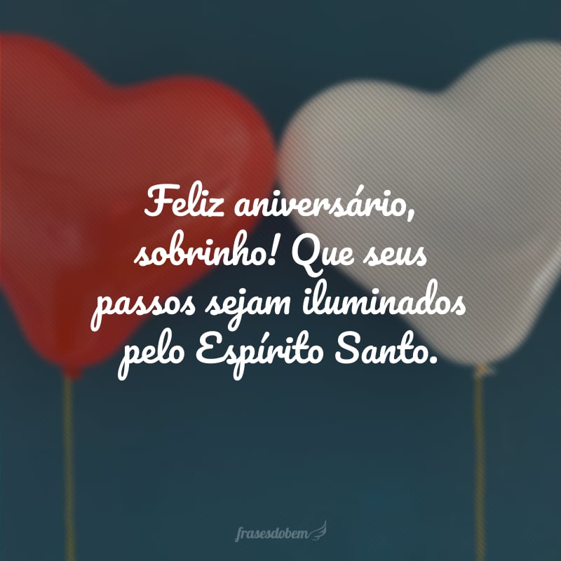 Feliz aniversário, sobrinho! Que seus passos sejam iluminados pelo Espírito Santo.