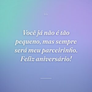Você já não é tão pequeno, mas sempre será meu parceirinho. Feliz aniversário!