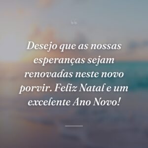 Desejo que as nossas esperanças sejam renovadas neste novo porvir. Feliz Natal e um excelente Ano Novo!