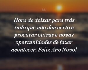 Hora de deixar para trás tudo que não deu certo e procurar outras e novas oportunidades de fazer acontecer. Feliz Ano Novo!
