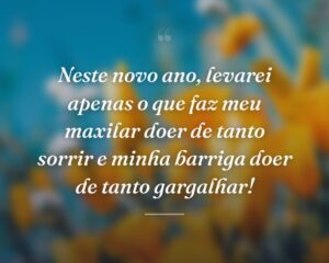 Neste novo ano, levarei apenas o que faz meu maxilar doer de tanto sorrir e minha barriga doer de tanto gargalhar!