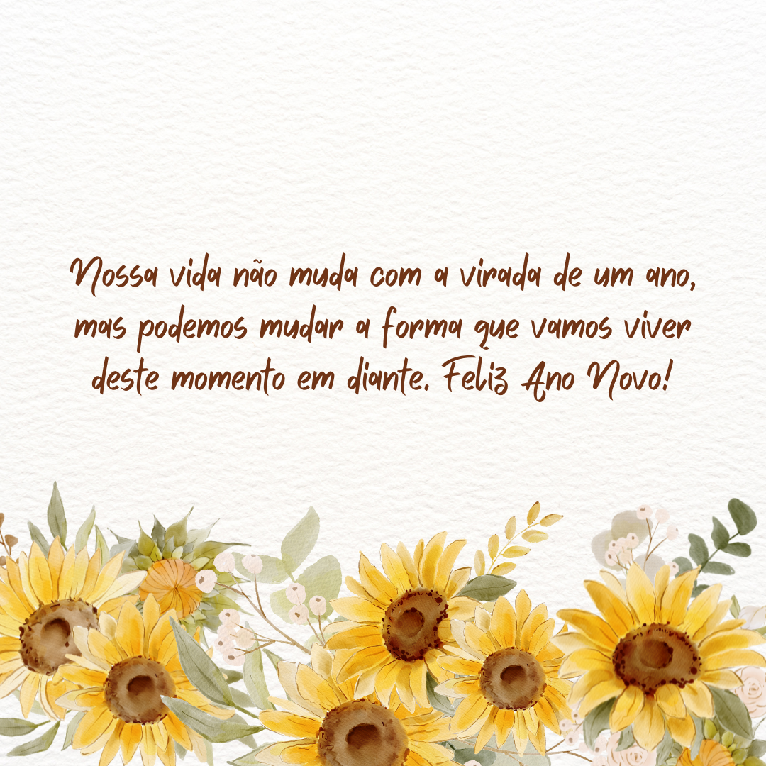 Nossa vida não muda com a virada de um ano, mas podemos mudar a forma que vamos viver deste momento em diante. Feliz Ano Novo!