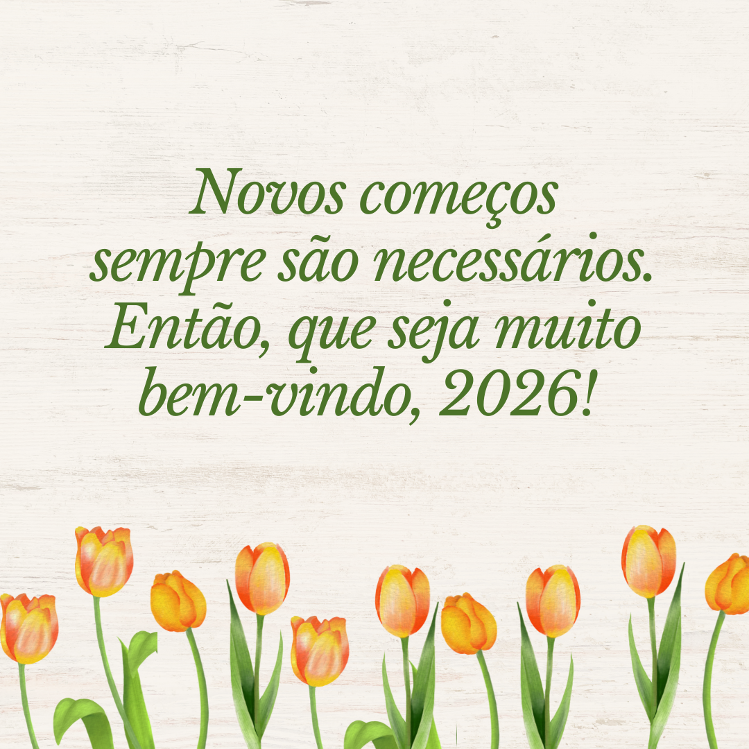 Novos começos sempre são necessários. Então, que seja muito bem-vindo, 2026!