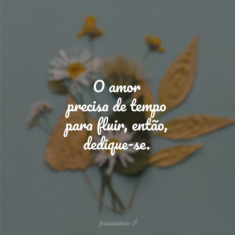 O amor precisa de tempo para fluir, então, dedique-se.