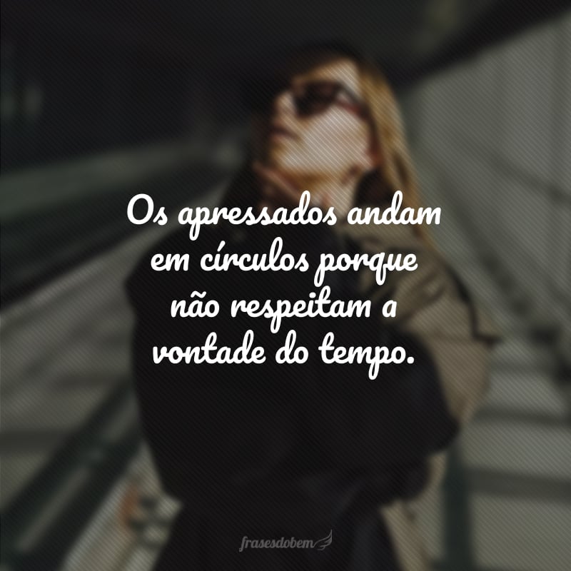 Os apressados andam em círculos porque não respeitam a vontade do tempo.