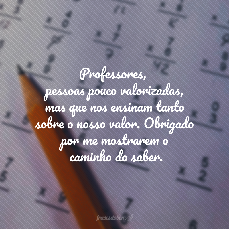 Professores, pessoas pouco valorizadas, mas que nos ensinam tanto sobre o nosso valor. Obrigado por me mostrarem o caminho do saber.